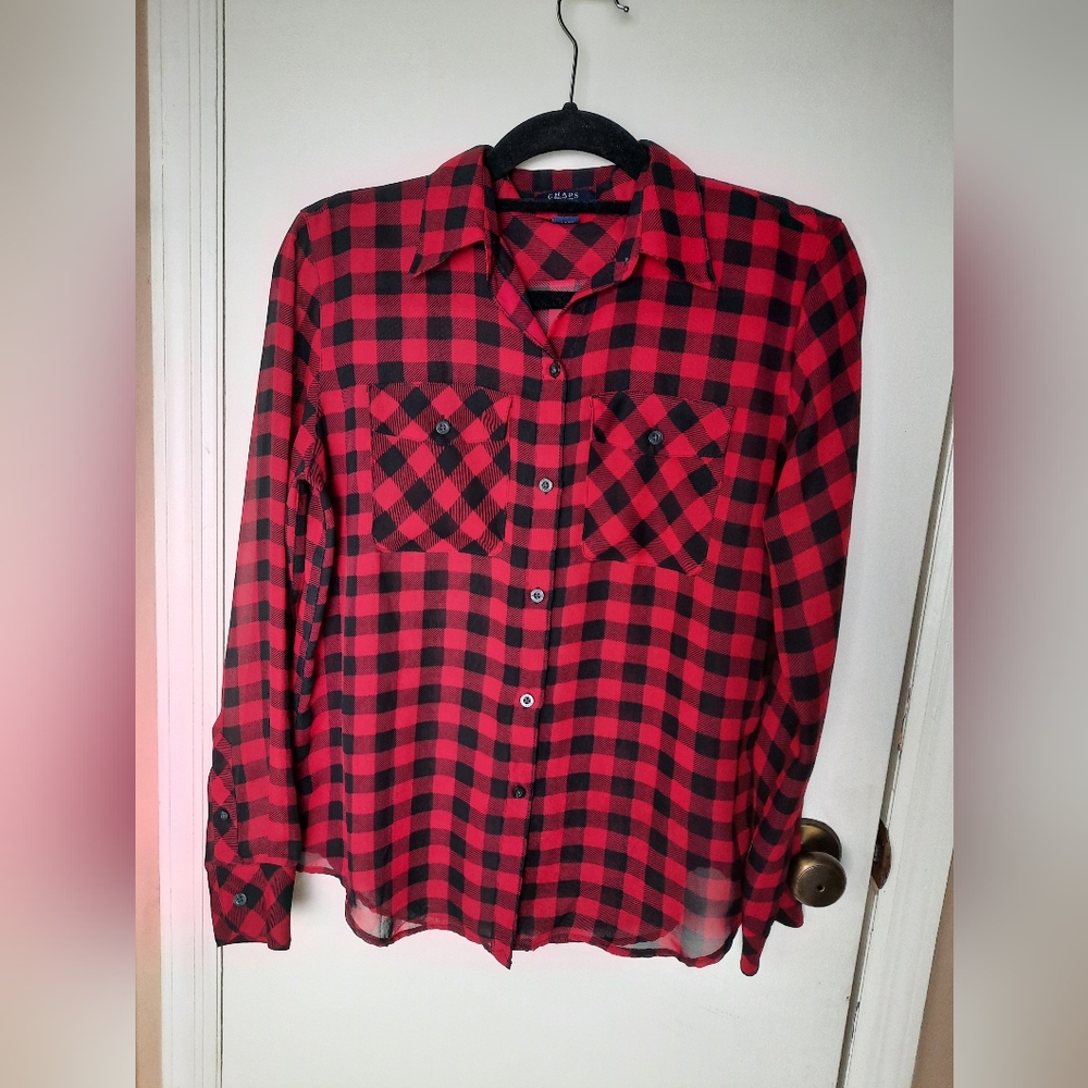 Chap's Buffalo Check Sheer Button Up - image 1
